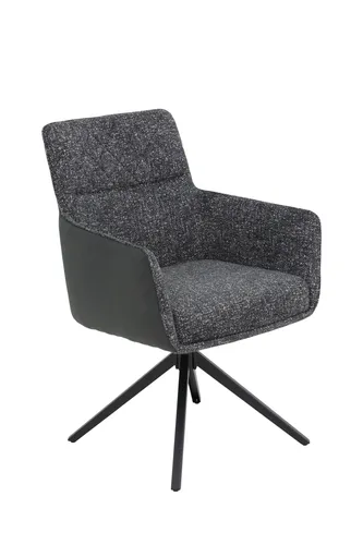 HELA 4-Fußstuhl UDINE - 360° drehbar mit Wippfunktion - Stühle mit Armlehnen und Relaxfunktion, ideal für komfortables Sitzen. Gepolsterte Sitz- und Rückenfläche aus pflegeleichtem Microfaserstoff in Vintage Anthrazit, belastbar bis 120 kg.