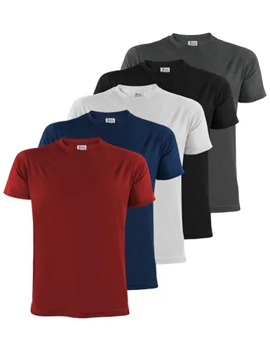 ALPIDEX Herren T-Shirts 5er Set Rundhals 100% Baumwolle Einfarbig Shirts Basic Shirt Kurzarm S M L XL XXL 3XL 4XL 5XL, Größe:XXL, Farbe:Fire