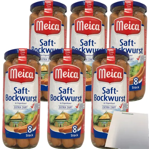 Meica Saft-Bockwurst in Eigenhaut 8 Würstchen extra zart 6er Pack 6x360g Glas
