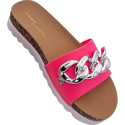 Linea Scarpa Badeschuhe Pantoletten Faro Damen – Pink, Größe 38 - Robuste und langlebige Pantoletten mit modernem Korkoptik-Design. Rutschhemmende Sohle für optimalen Halt und Wasserabweisend, ideal für den Einsatz am Pool oder Strand.