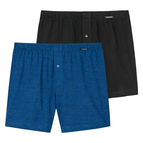 Schiesser - Singel-Jersey - Boxershorts - 2er Pack (6 Blau/Schwarz)