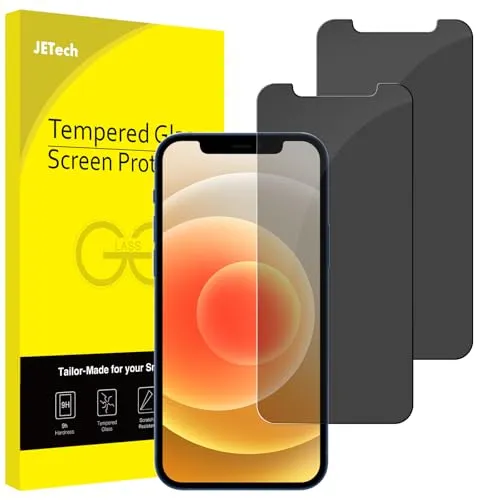 JETech Sichtschutz fur iPhone 12/12 Pro 6,1 Zoll, Anti-Spähen Privatsphäre Schützen Folie Blickschutzfolie, 2 Stück