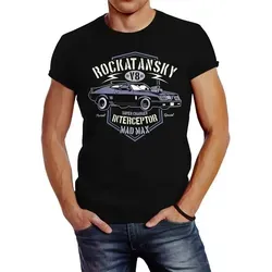 Neverless Print-Shirt Herren T-Shirt Rockatansky V8 Interceptor Car Slim Fit mit Print schwarz L