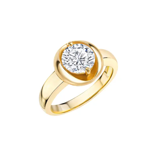Zeeme Basic Ring Silber 925 vergoldet mit Zirkonia-Stein - Eleganter Damen-Ring aus 925 Sterling Silber, vergoldet mit einem funkelnden 8mm Zirkonia-Stein. Perfekt für jeden Anlass und ein stilvolles Accessoire.