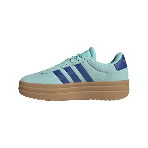 adidas Damen VL Court Bold Shoes - Flash Aqua/Royal Blue/Gold Metallic, 40 EU - Damen-Sneaker mit hochwertigem Obermaterial aus Leder, ideal für stilvolle Outfits und optimalen Tragekomfort.