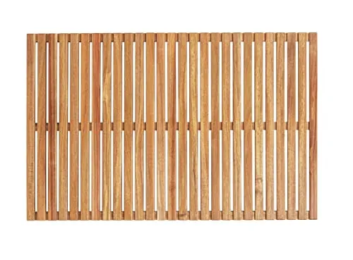 WENKO Baderost Indoor & Outdoor Acacia 55x85 - Badematten & Badteppiche aus FSC zertifiziertem Akazienholz, stabil und rutschhemmend, ideal für drinnen und draußen, mit schneller Wasserabführung und edler Maserung.