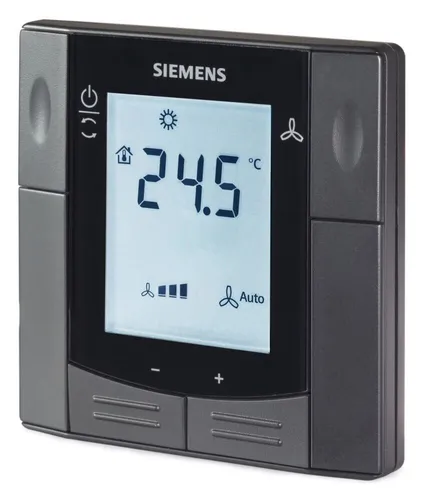 Siemens RDF600KN/VB UP-Raumthermostat - SPS-Ein-/Ausgangsmodule, ideal für KNX-Systeme mit manueller Sollwertverstellung und robustem Design in Schwarz.