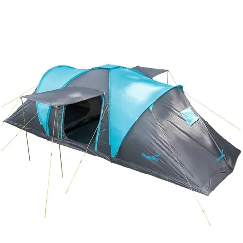 Skandika Kuppelzelt Hammerfest für 6 Personen - Kuppelzelt für 6 Personen mit 2 m Stehhöhe, eingenähtem Zeltboden und wasserdichtem Design (3000 mm Wassersäule) – ideal für komfortables Camping.