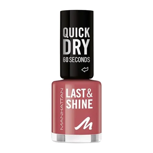 MANHATTAN Last & Shine schnelltrocknender Nail Polish, veganer & tierversuchsfreier Nagellack, langanhaltend, ultraglänzendes Finish, 8ml, Fb. 150 Sweet Macaron