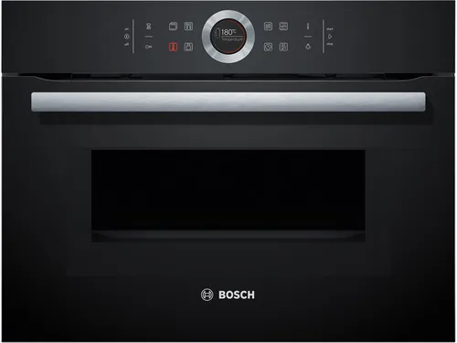 Bosch CMG633BB1 Kompaktbackofen mit Mikrowelle - Vulkan Schwarz - Kompaktbackofen mit 6 Backofenfunktionen und 2 Sonderprogrammen, ideal für perfekte Kochergebnisse. Komfortable, vollgedämpfte Tür mit softOpen & softClose-Funktion.