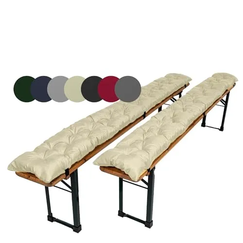 TexDeko® Garden Bierbankauflagen 2er-Pack - Auflagen für Bierbänke, UV-beständig und wasserabweisend, bieten hohen Komfort und perfekte Passform mit elastischen Bändern. Ideal für Gartenpartys und Feste.