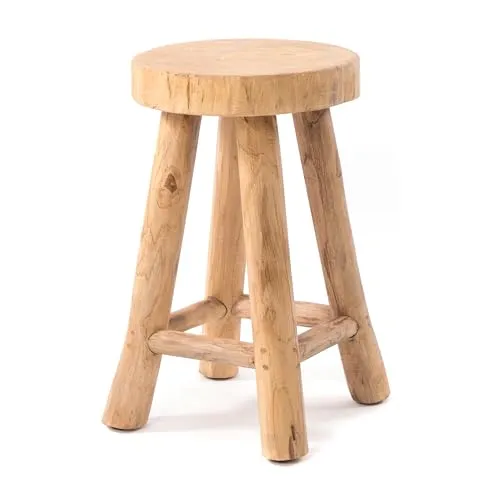 DESIGN DELIGHTS Holz HOCKER Pinto | 50x30x30 cm aus Teakholz - Rustikaler Barhocker aus handgefertigtem Teakholz, ideal als Beistell- oder Pflanzenhocker. Jedes Stück ist ein einzigartiges Unikat mit natürlichem Charme und stabiler Bauweise.