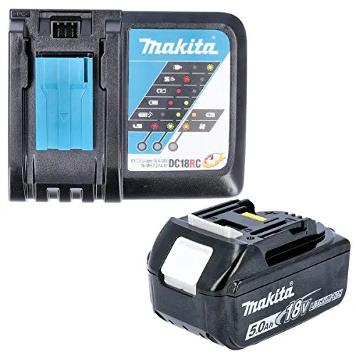 Makita 18V Power Source Kit mit BL1850B Akku und DC18RC Ladegerät - Leistungsstarkes 18V Akkusystem mit 5,0 Ah für lange Einsatzzeiten. Inklusive Schnellladegerät für effizientes Arbeiten im Elektrowerkzeug-Bereich.