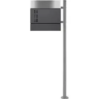 ECD Germany Standbriefkasten Edelstahl, Anthrazit/Silber mit Zeitungsfach - Eleganter Briefkastenständer aus wetterfestem Edelstahl, inklusive Zeitungsfach und sicherem Zylinderschloss. Einfach zu montieren, ideal für jeden Außenbereich.