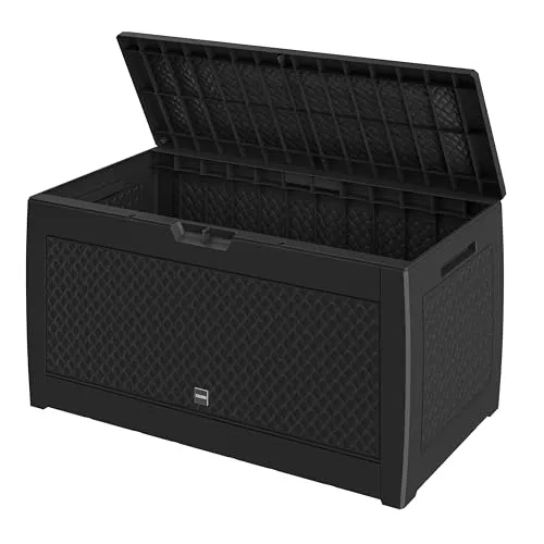 Casaria Auflagenbox Matuba 310L - Wetterfest und Mobil - Auflagenbox in Rattanoptik mit 310L Volumen, ideal für die Aufbewahrung von Kissen und Gartenaccessoires. Wetter- und UV-beständig, mit Rollen und Griffen für einfache Mobilität.