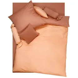 Doris Meyer Interlock-Jersey Wendebettwäsche Milano apricot/terra Kissenbezug einzeln 40x80 cm - orange