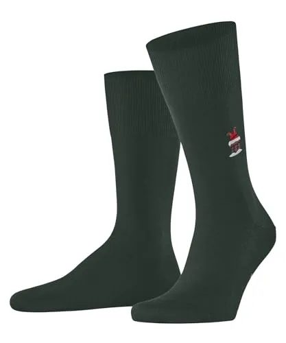 FALKE Herren Socken Airport M So Wolle Baumwolle einfarbig 1 Paar, Grün Hunter Green 7441 Santa Chimney, 45-46
