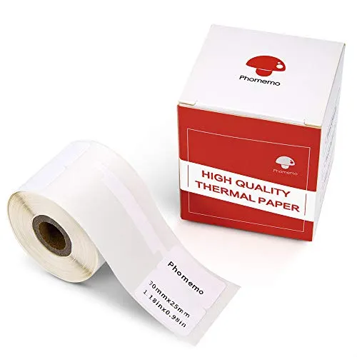 Phomemo M110 Etikette Selbstklebendes Thermoetikettenpapier Benutzt in M110 M200 M120 M220 M221 M108 M102 M100 M150 M250 M260 Etikettendrucker,30 x 25-45 mm (1,18"x 0,98" -1,77"), 100 Etiketten/Rolle