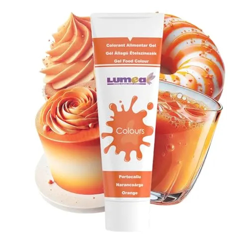 Dekozauber24 Lebensmittelfarbe Gel, orange, 30g, vegan und zuckerfrei, Tube für Fondant, Marzipan, Buttercreme, Getränke und mehr - Backzubehör für Tortendekoration