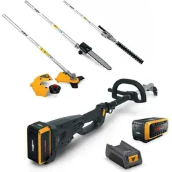 Mowox® EBC 40 Li Set + Starter Set 2 – 4-in-1 Gartenpflege Multitool - Rasentrimmer & Motorsensen mit kabel- und abgasfreier Power Unit, werkzeuglosem Stecksystem und bis zu 4 m Arbeitshöhe für vielseitige Gartenpflege.