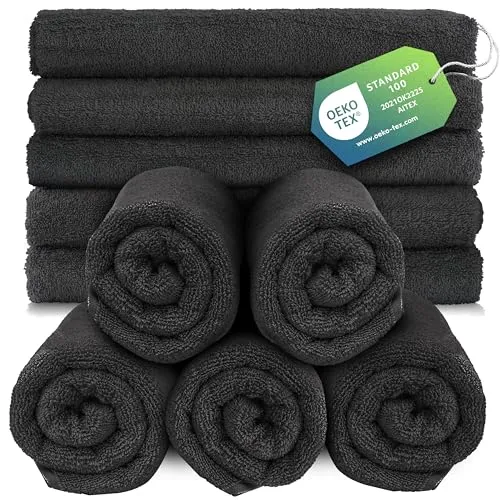 slummer Seiftücher 30x30 cm Gesichtshandtücher Frottee 10er Set Grau – Gästehandtücher 100% Baumwolle 500gsm – Seiflappen Waschlappen anthrazit
