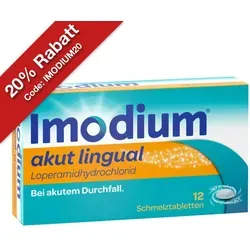 Imodium Akut Lingual 12 ST - Arzneimittel zur symptomatischen Behandlung von akuten Durchfällen bei Jugendlichen ab 12 Jahren und Erwachsenen. Mit Loperamidhydrochlorid für schnelle Linderung.