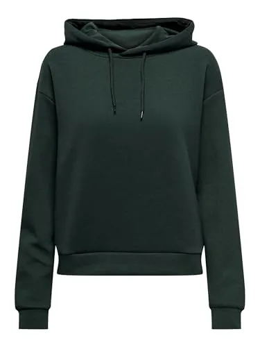 Kapuzensweatshirt ONLY PLAY "ONPLOUNGE LS HOOD SWEAT - NOOS" - Sportliches Sweatshirt für Damen in grün (Scarab) mit weicher Sweat-Qualität, ideal für Fitness, Laufen und Yoga. Regular Fit sorgt für optimalen Komfort.