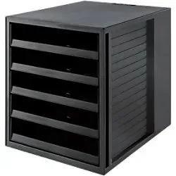 Han Schubladenbox 14018-13 - Umweltfreundliche A4 Schubladenbox - Briefkörbe aus 100% Recycling-Kunststoff, mit 5 leichtlaufenden Fächern und Auszugssperre, ideal für umweltbewusste Büros.