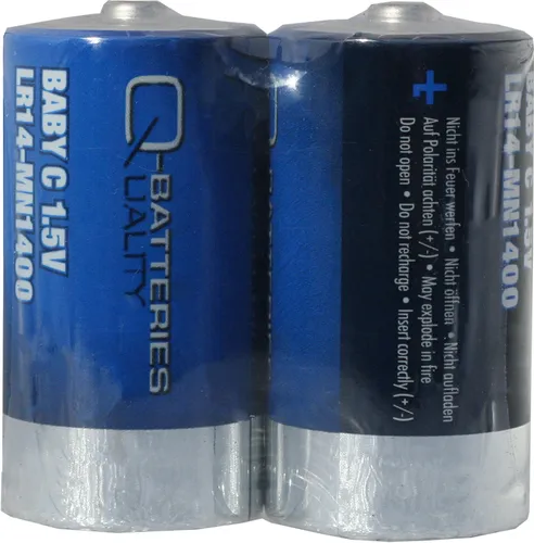 Q-Batteries Baby Batterie LR14 C 1,5V Alkaline Zellen (2er Folie)