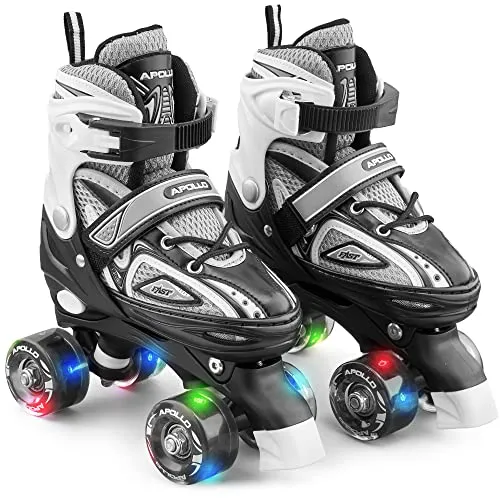 Apollo LED Rollschuhe X-Pro - Größenverstellbar für Kinder - Inliner für Freizeit-Rollschuhlaufen, ideal für Einsteiger und Fortgeschrittene. Mitwachsend von Größe 31-42, ausgestattet mit ABEC 7 Kugellagern und sicherem Bremssystem.