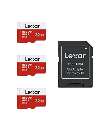 Lexar Micro SD Karte 32GB 3er Pack, Speicherkarte Micro SD mit Adapter, Bis zu 100 MB/s Lesegeschwindigkeit, UHS-I, U3, A1, V30, C10, 4K UHD microsdxc SD Karte für Kamera, Smartphone, Switch