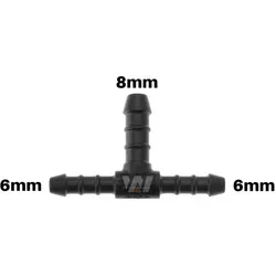 WamSter® T Schlauchverbinder Pipe Connector reduziert 6mm 6mm 8mm Durchmesser