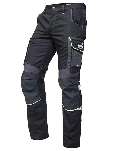 PUMA Workwear Precision X Arbeitshose für Herren - Premium Bundhose mit vielen Taschen - Arbeitshosen für Handwerk und Baugewerbe, ausgestattet mit 6 Taschen, verstärkten Kniepartien und feuchtigkeitsabweisendem Mischgewebe für maximale Bewegungsfreiheit und Langlebigkeit.