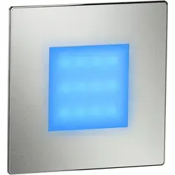 ledscom.de LED Treppenlicht/Wandeinbauleuchte FEX für innen und außen, eckig, edelstahl, 85 x 85mm, blau