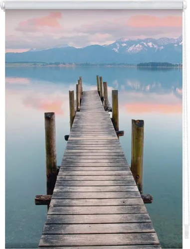 Lichtblick Rollo Klemmfix - Verdunkelung Steg Abendstimmung 45 cm x 150 cm - Rollos, ohne Bohren montierbar, bieten Sicht- und Blendschutz sowie Verdunkelung. Genießen Sie das harmonische Motiv 'Steg Abendstimmung' für eine gemütliche Atmosphäre in Ihrem Zuhause.