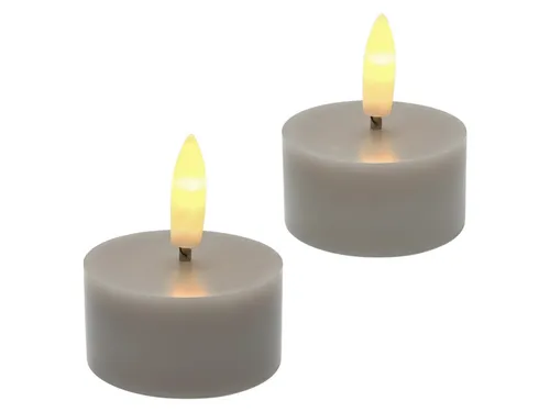 Sirius Home A/S LED-Kerze (2-tlg), Teelichter grau 3D Flamme warmweiß 6x6cm