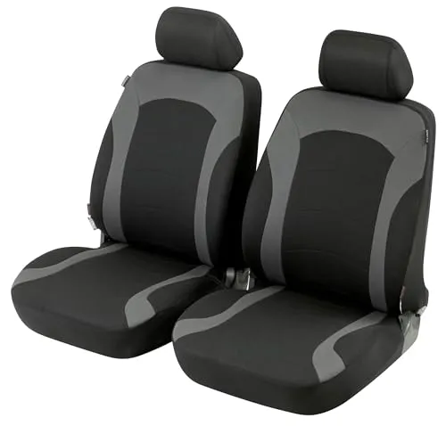 WALSER Sitzschonbezug VW, MERCEDES-BENZ, AUDI 11785 - Autositzbezüge aus 100% Polyester in schwarz/grau, TÜV geprüft und ideal für den vorderen Sitzbereich, schützen vor Abnutzung und sind universell einsetzbar.