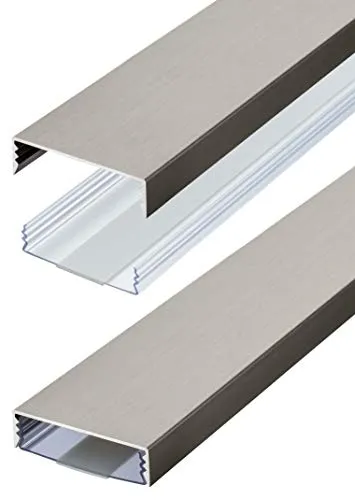 Alunovo Flacher Design Kabelkanal Edelstahl gebürstet 50 mm x 15 mm - Selbstklebender Kabelkanal aus Aluminium mit elegantem Edelstahl-Finish. Perfekt für eine moderne Ästhetik und einfache Installation. Länge: 140 cm.