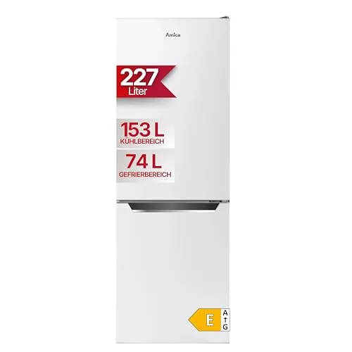 Amica KGCL 386 Kühl- und Gefrierkombination - Freistehende Kühl- und Gefrierkombination in Weiß, Energieeffizienzklasse E, ideal für platzsparende Küchen.