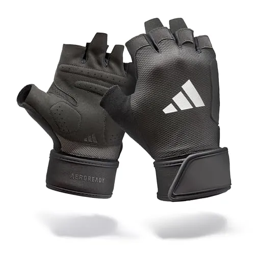 Adidas Gewichtheberhandschuhe M - Robuste Gewichtheberhandschuhe mit Handgelenkswickeln für optimale Stabilität und weniger Ermüdung. Schweißableitende Technologie sorgt für trockene Hände während intensiver Workouts. Ergonomisches Design schützt vor Blasen und bietet verbesserten Grip.