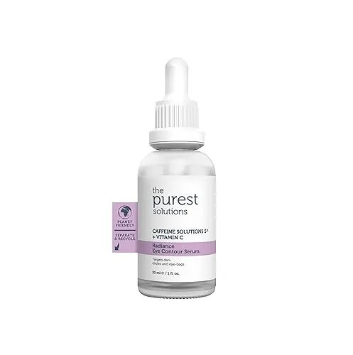 The Purest Solutions Strahlendes Augenkontur Serum (Caffeine Solutions 5% + Vitamin C) - Strahlendes und ausgeruhtes Aussehen - Reduzierung des Hauttonunterschieds - Pflege von Augensäcken (30 ml)