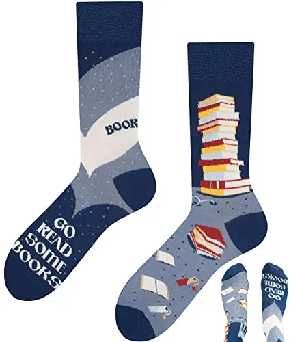 TODO Lustige Socken Damen und Herren, Coole Socken mit Motiv - Bunte, Mehrfarbige, Verrückte (39-42, Bookworm)