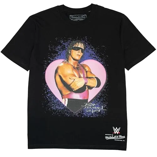 Mitchell & Ness Wrestlemania T-Shirt - Bret Hitman Hart, Größe XL - Originales WWE T-Shirt von Mitchell & Ness mit nostalgischem Wrestling-Design. Hergestellt aus 100% Baumwolle, ideal für jeden Anlass und bequem im Alltag.
