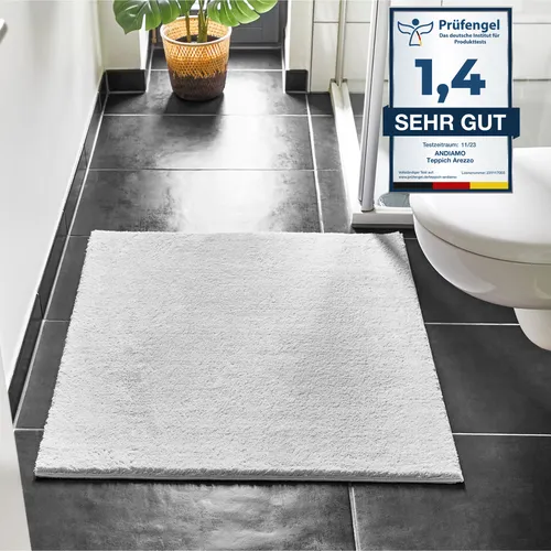 Andiamo Badematte Arezzo - Rutschhemmend & Schnell Trocknend - Badematten für ein sicheres und gemütliches Badezimmer. Die rutschhemmende Unterseite und der weiche Polyester sorgen für Komfort und Sicherheit. Maschinenwaschbar und pflegeleicht.
