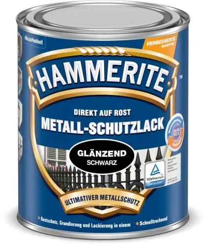 HAMMERITE Metallschutz-Lack Glänzend Schwarz 750ml - Hochwertiger Metallschutz-Lack in glänzendem Schwarz, ideal für den Schutz und die Verschönerung von Metalloberflächen. Einfach aufzutragen und mit geprüfter Qualität.