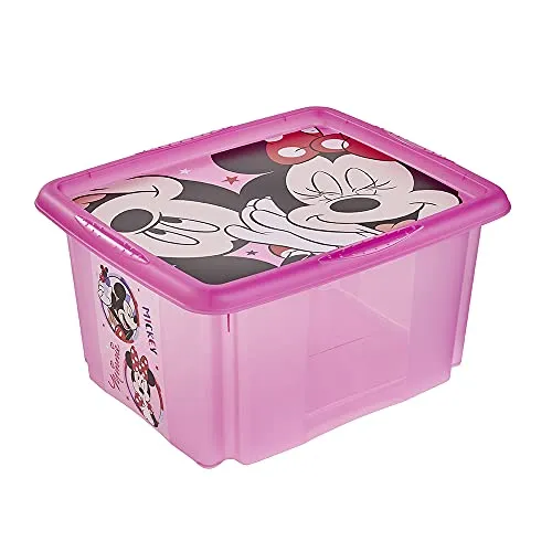 keeeper Minnie Aufbewahrungsbox mit Deckel, Dreh- und stapelbar, Für Kinder, 24 l, Paulina, Transparent Pink
