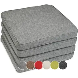 sunnypillow Stuhlkissen 4er Set BALI - Wasserdichtes und UV-lichtecht Stuhlkissen 4er Set (45x45x5cm) in Grau, ideal für Gartenmöbel und sorgt für Komfort und Stil im Außenbereich.