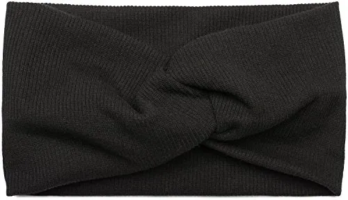 styleBREAKER Damen Haarband mit Twist Knoten in Feinripp Optik | Weiches Stirnband für Sport und Alltag | One Size elastisch, Farbe:Schwarz