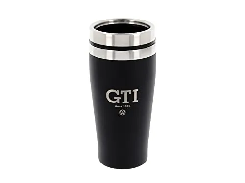 VW Collection GTI Thermobecher, Edelstahl, 450ml - Thermobehälter im sportlichen VW GTI Design, doppelwandig für optimale Isolierung und mit stylischem 'GTI Since 1976' Schriftzug.