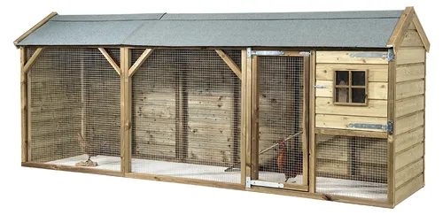 FATMOOSE Hühnerstall CosyChicken Cottage - Witterungsfest & Raubtiersicher - Hochwertiger Hühnerstall aus massivem Kiefernholz für artgerechte Hühnerhaltung. Wetterfest und mit raubtiersicherem Design, ideal für den Garten und Hobby-Selbstversorgung.